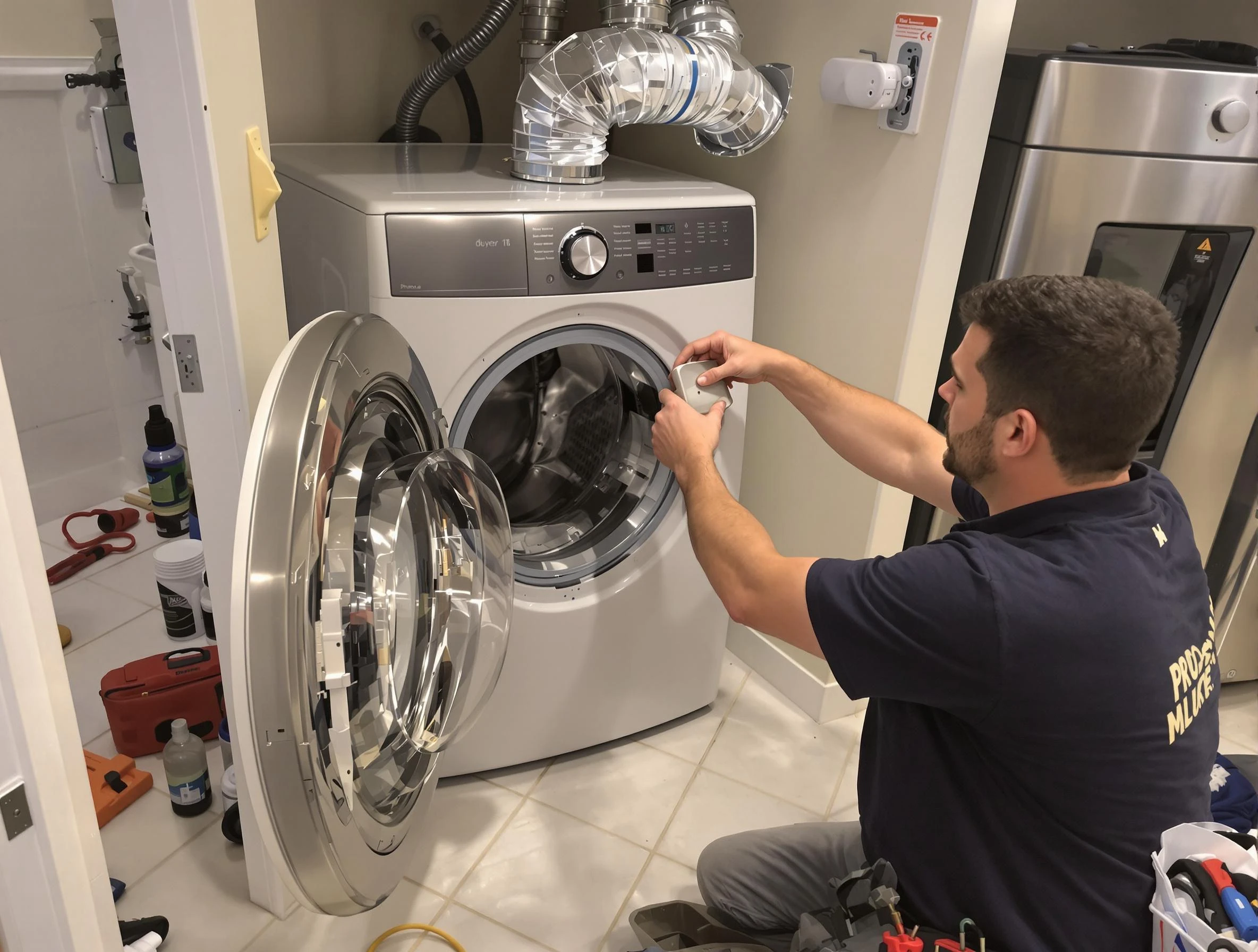 Nichols Hills Dryer Vent Cleaning technician performing precise dryer vent hose installation in Nichols Hills