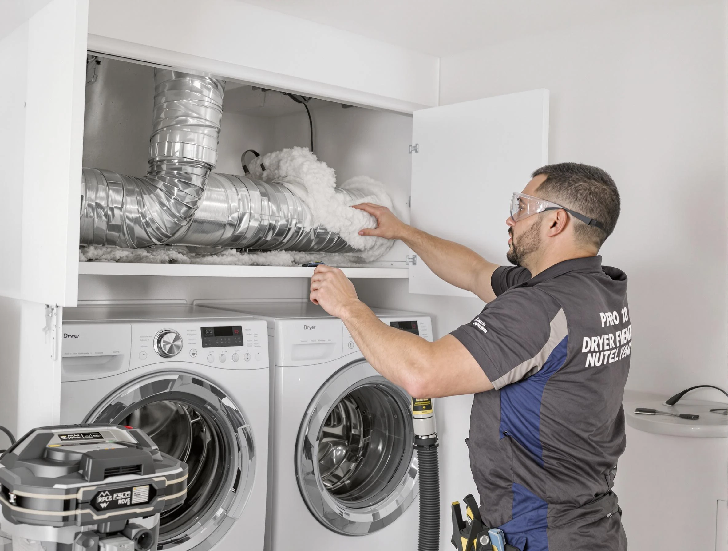 Nichols Hills Dryer Vent Cleaning certified technician performing specialized gas dryer vent cleaning in Nichols Hills